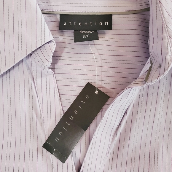 1046 * Attention Striped Button Down Long Sleeve Purple Size S NWT - Picture 3 of 9